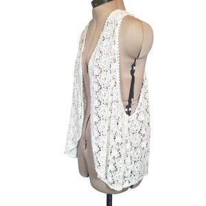 Banana Republic Women’s Crochet Vest Size XL Beige Cotton Boho Festival